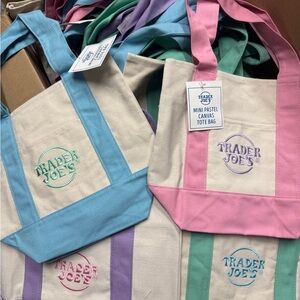 Last 2 Sets (4) Mini Pastel Canvas Tote Bag
